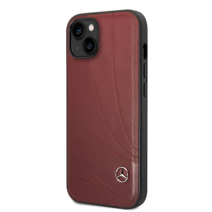 Mercedes-Benz iPhone 14 & 13 Hardcase Backcover - Genuine Leather - New Wave III - Rood-Hoesjes-Ilumina Benelux