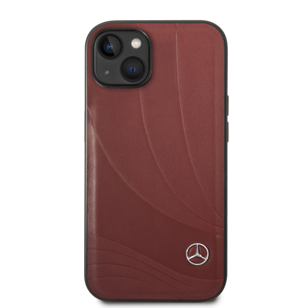 Mercedes-Benz iPhone 14 & 13 Hardcase Backcover - Genuine Leather - New Wave III - Rood-Hoesjes-Ilumina Benelux