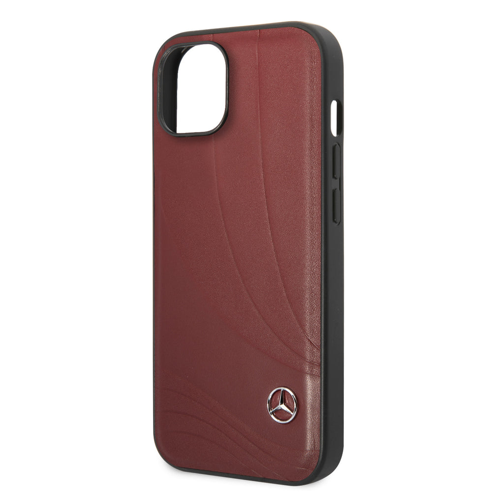 Mercedes-Benz iPhone 14 & 13 Hardcase Backcover - Genuine Leather - New Wave III - Rood-Hoesjes-Ilumina Benelux