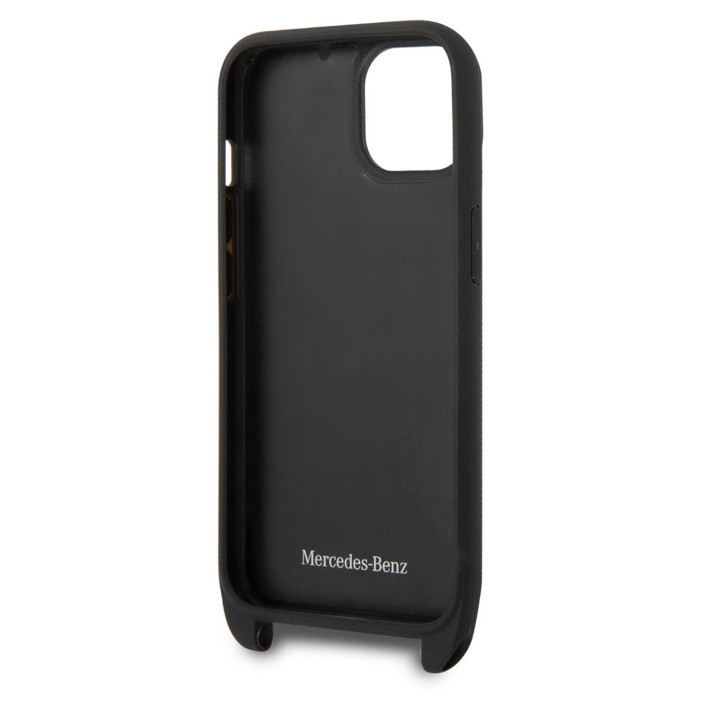 Mercedes-Benz iPhone 14 & 13 TPU Backcover - Strap Case - Star Pattern - Zwart-Hoesjes-Ilumina Benelux