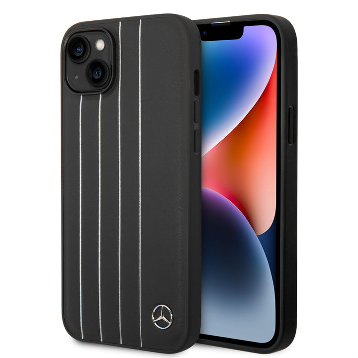 Mercedes-Benz iPhone 14 & 15 Plus Hardcase Backcover - Genuine Leather - New Urban III - Zwart-Hoesjes-Ilumina Benelux
