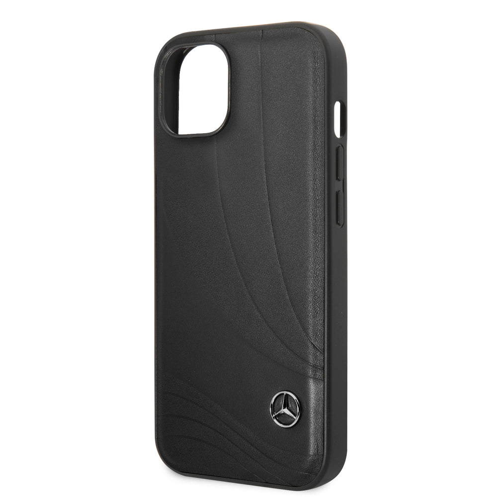 Mercedes-Benz iPhone 14 & 15 Plus Hardcase Backcover - Genuine Leather - New Wave III - Zwart-Hoesjes-Ilumina Benelux