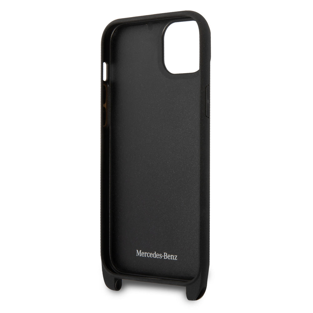 Mercedes-Benz iPhone 14 & 15 Plus TPU Backcover - Strap Case - Star Pattern - Zwart-Hoesjes-Ilumina Benelux