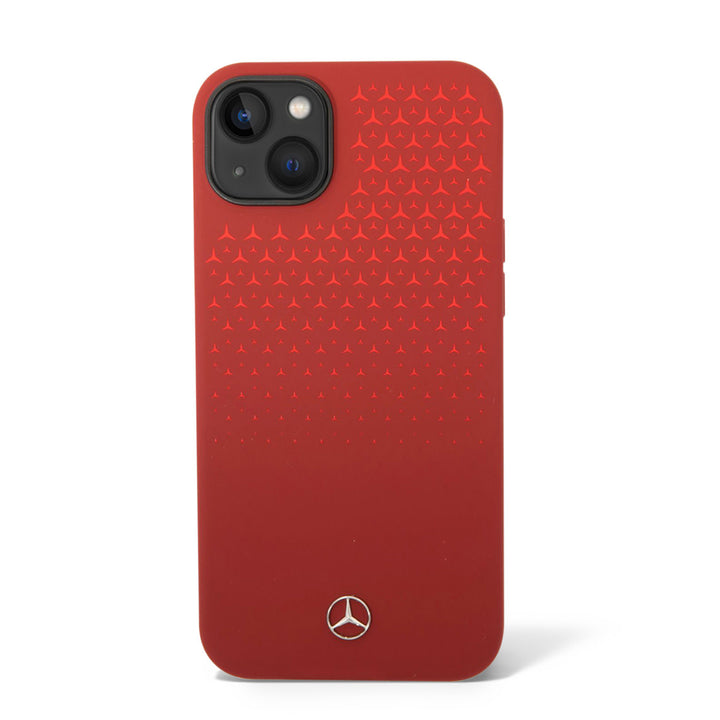 Mercedes-Benz iPhone 14 Plus & 15 Plus Backcover hoesje - Double Layer - Gradient Star Pattern Vertical - Rood-Hoesjes-Ilumina Benelux