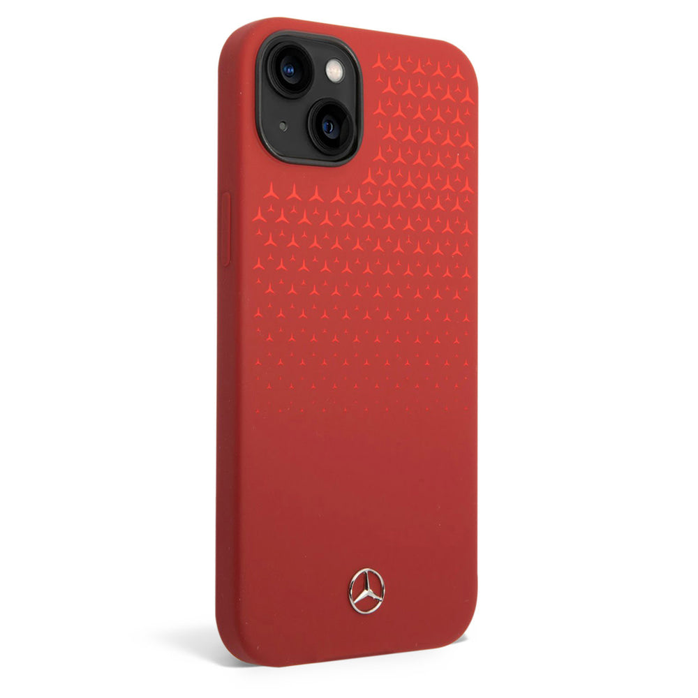 Mercedes-Benz iPhone 14 Plus & 15 Plus Backcover hoesje - Double Layer - Gradient Star Pattern Vertical - Rood-Hoesjes-Ilumina Benelux