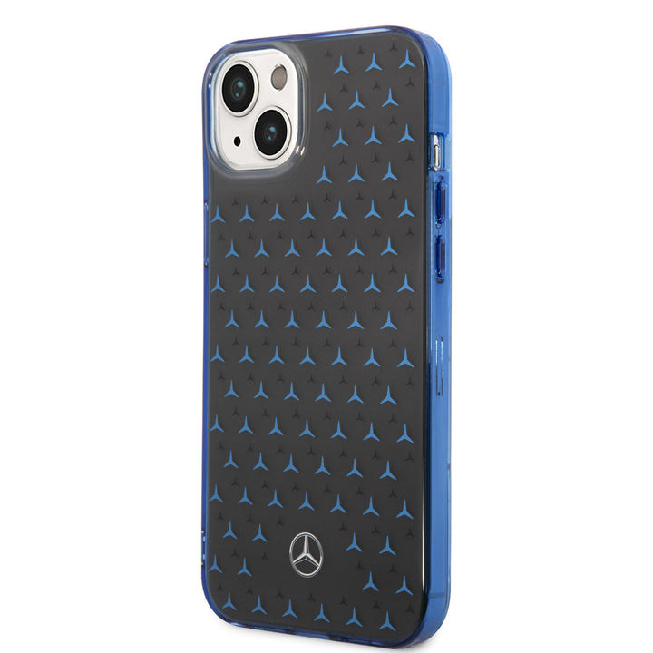 Mercedes-Benz iPhone 14 Plus & 15 Plus Backcover hoesje - Double Layer Large Star Pattern - Blauw-Hoesjes-Ilumina Benelux