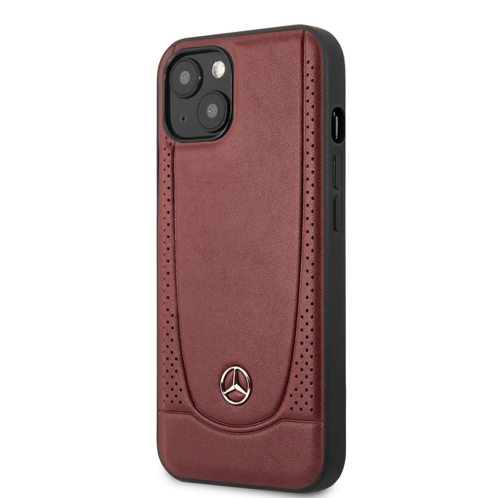Mercedes-Benz iPhone 14 Plus & 15 Plus Backcover hoesje - Genuine Leather - Perforated - Rood-Hoesjes-Ilumina Benelux