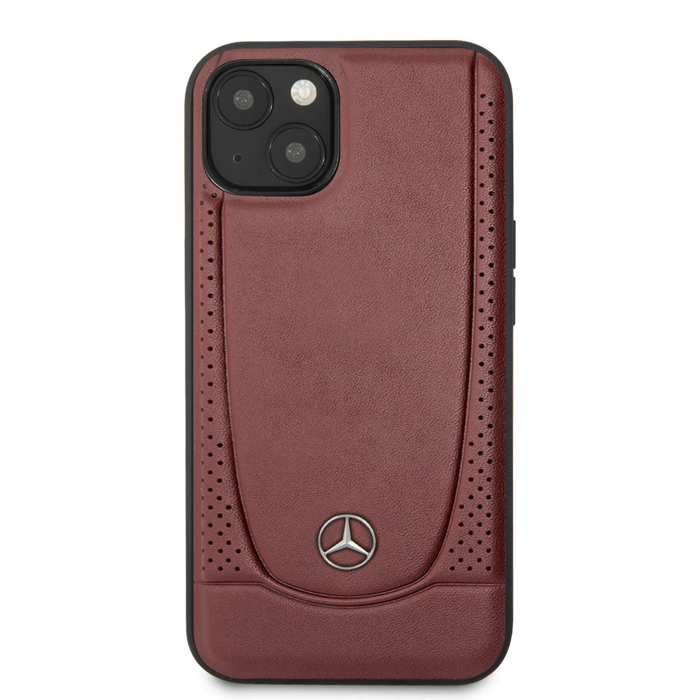 Mercedes-Benz iPhone 14 Plus & 15 Plus Backcover hoesje - Genuine Leather - Perforated - Rood-Hoesjes-Ilumina Benelux