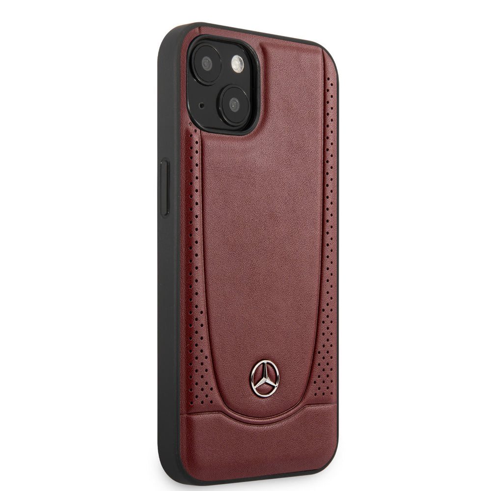 Mercedes-Benz iPhone 14 Plus & 15 Plus Backcover hoesje - Genuine Leather - Perforated - Rood-Hoesjes-Ilumina Benelux