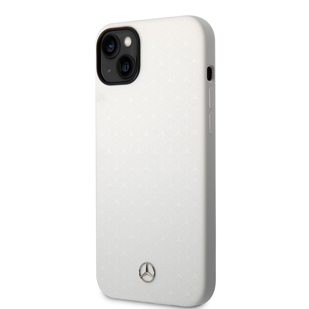 Mercedes-Benz iPhone 14 Plus & 15 Plus Backcover hoesje - Silicone - Star Pattern Large - Wit-Hoesjes-Ilumina Benelux