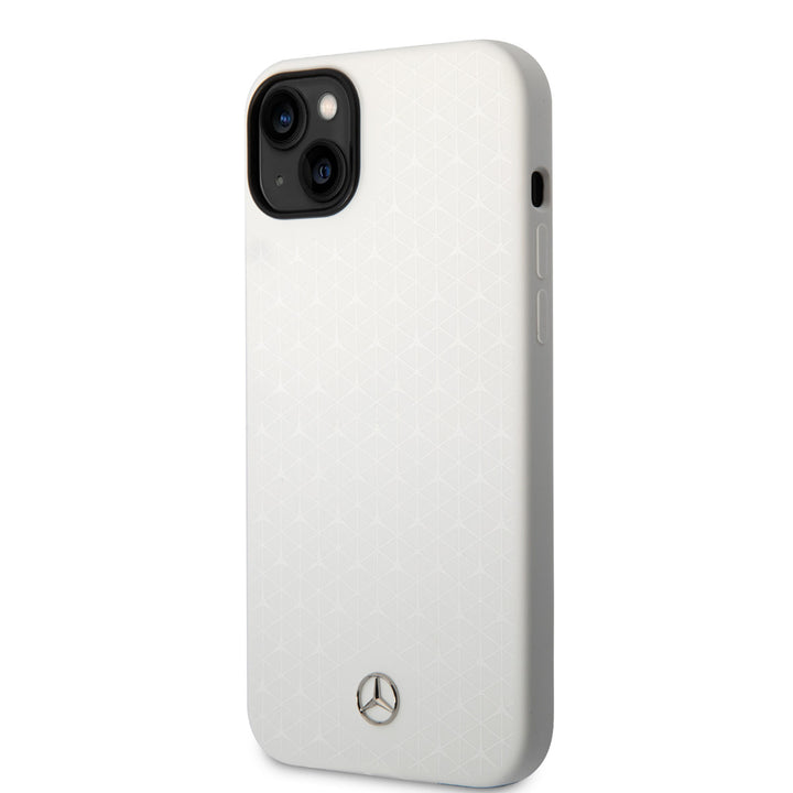 Mercedes-Benz iPhone 14 Plus & 15 Plus Backcover hoesje - Silicone - Star Pattern Large - Wit-Hoesjes-Ilumina Benelux