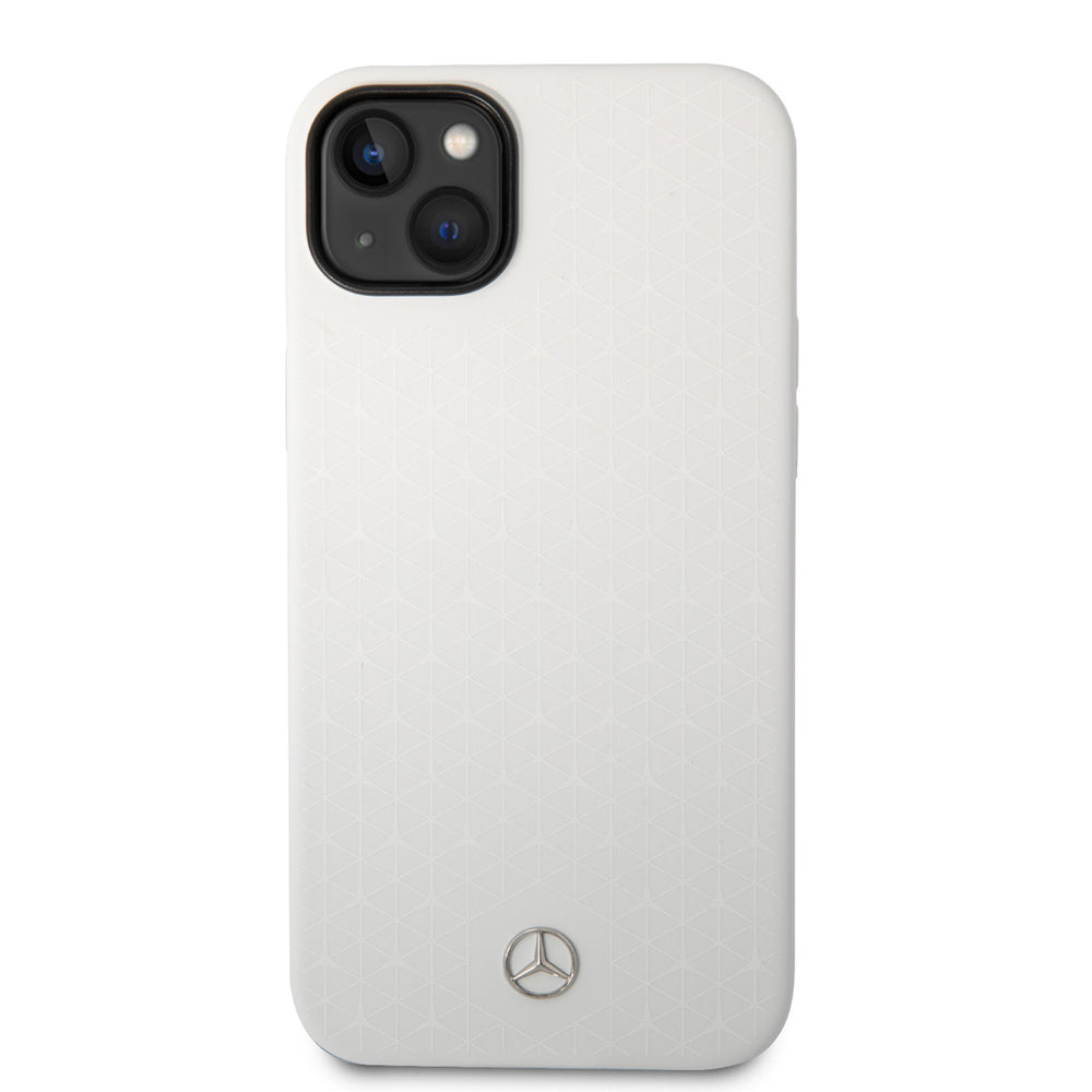 Mercedes-Benz iPhone 14 Plus & 15 Plus Backcover hoesje - Silicone - Star Pattern Large - Wit-Hoesjes-Ilumina Benelux