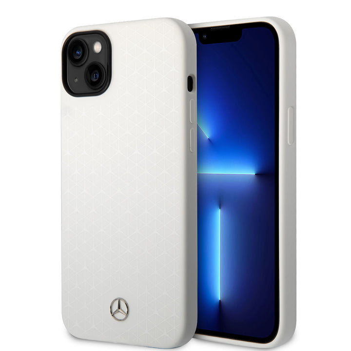 Mercedes-Benz iPhone 14 Plus & 15 Plus Backcover hoesje - Silicone - Star Pattern Large - Wit-Hoesjes-Ilumina Benelux