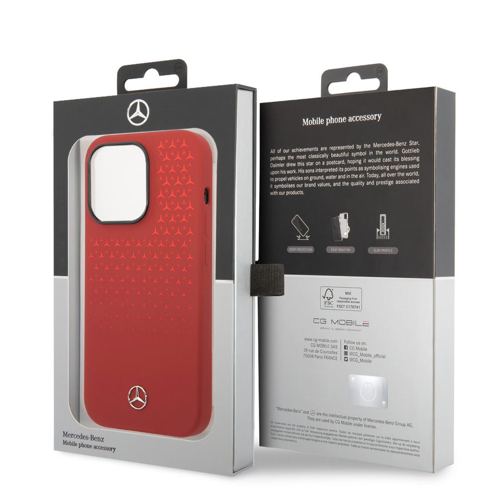 Mercedes-Benz iPhone 14 Pro Backcover hoesje - Double Layer - Gradient Star Pattern Vertical - Rood-Hoesjes-Ilumina Benelux