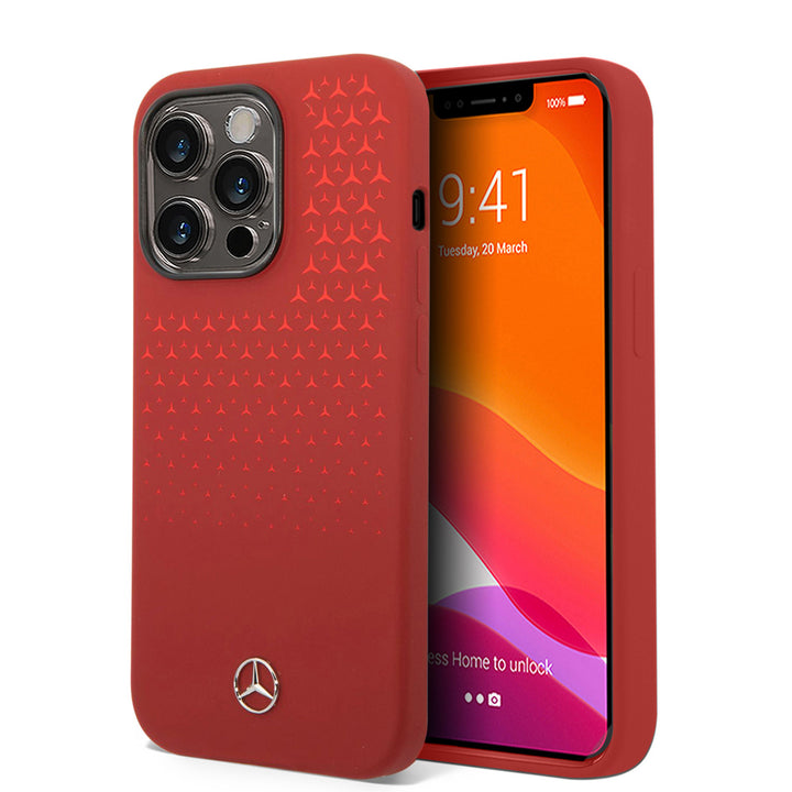 Mercedes-Benz iPhone 14 Pro Backcover hoesje - Double Layer - Gradient Star Pattern Vertical - Rood-Hoesjes-Ilumina Benelux