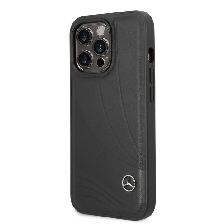 Mercedes-Benz iPhone 14 Pro Backcover hoesje - Genuine Leather - New Wave - Zwart-Hoesjes-Ilumina Benelux