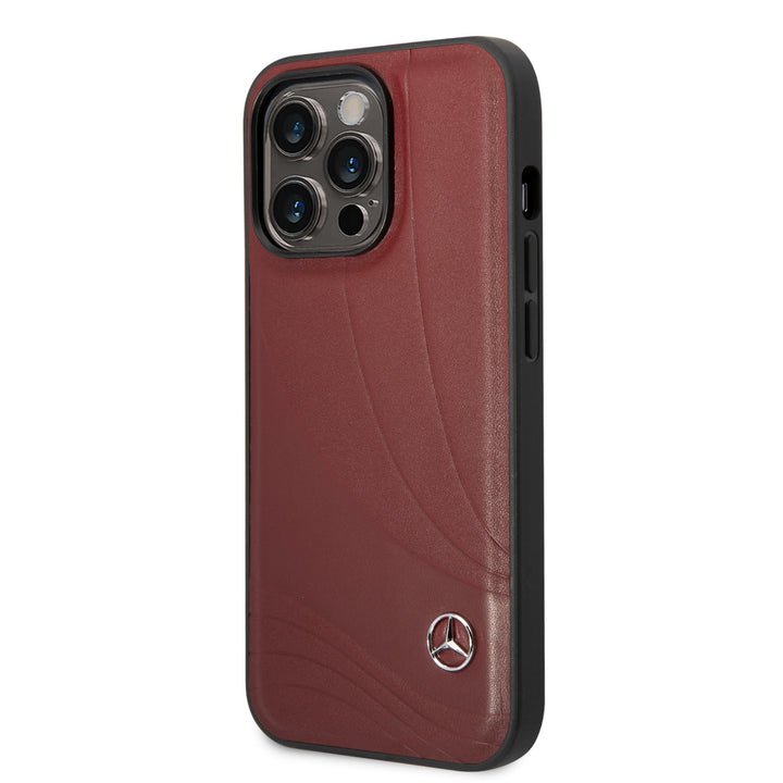 Mercedes-Benz iPhone 14 Pro Hardcase Backcover - Genuine Leather - New Wave III - Rood-Hoesjes-Ilumina Benelux