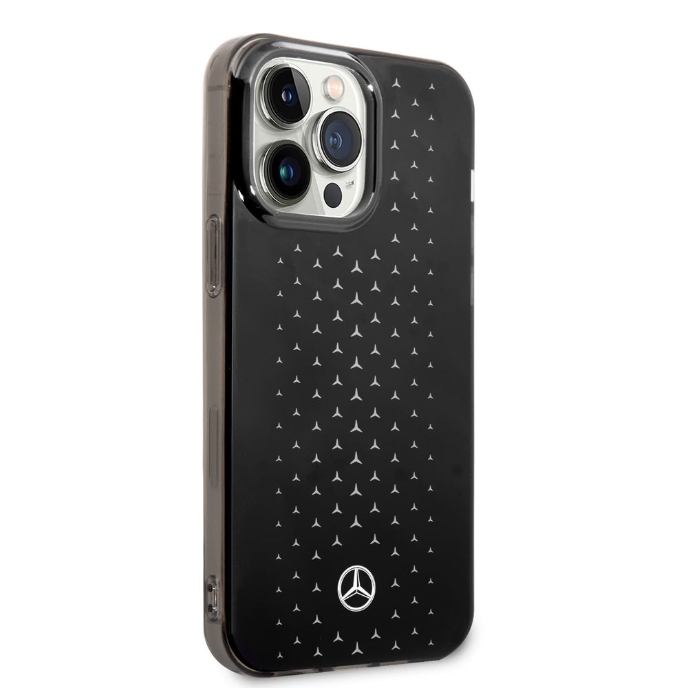 Mercedes-Benz iPhone 14 Pro Max Backcover hoesje - Double Layer Gradient Star Geometry - Zilver-Hoesjes-Ilumina Benelux