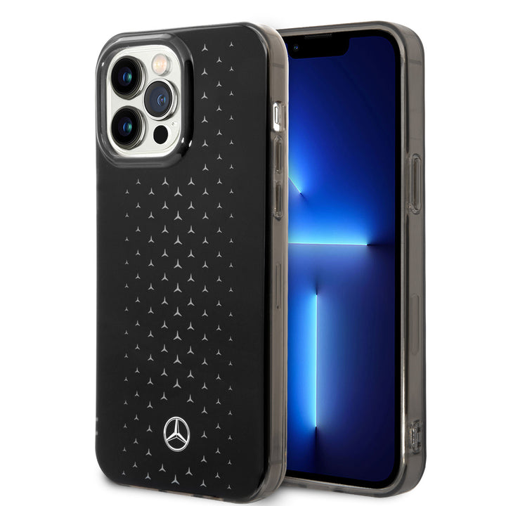 Mercedes-Benz iPhone 14 Pro Max Backcover hoesje - Double Layer Gradient Star Geometry - Zilver-Hoesjes-Ilumina Benelux