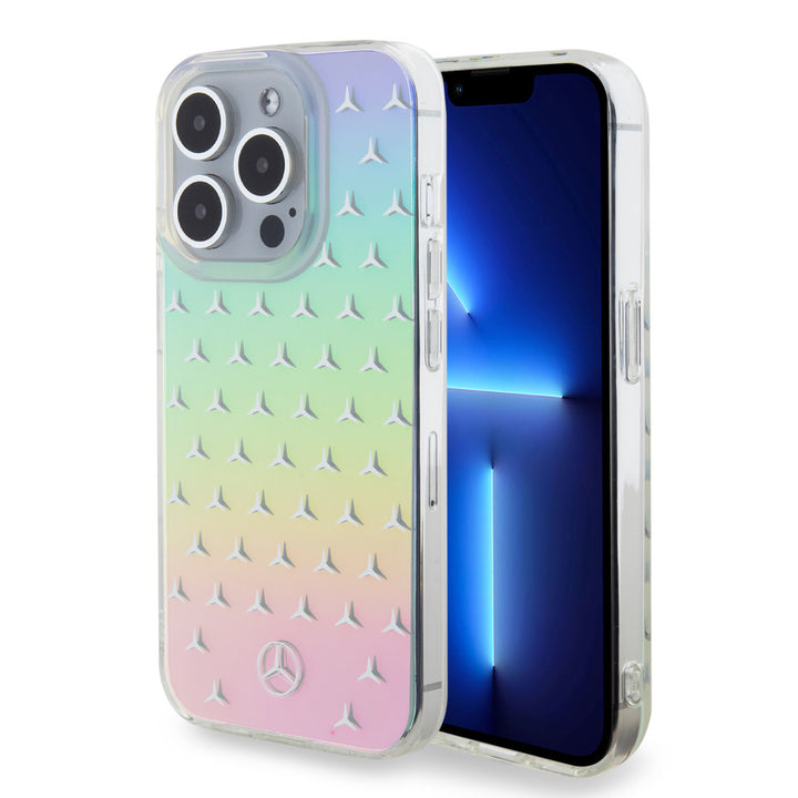 Mercedes-Benz iPhone 15 Pro Backcover hoesje - Iridescent - Stars Pattern - Transparant-Hoesjes-Ilumina Benelux