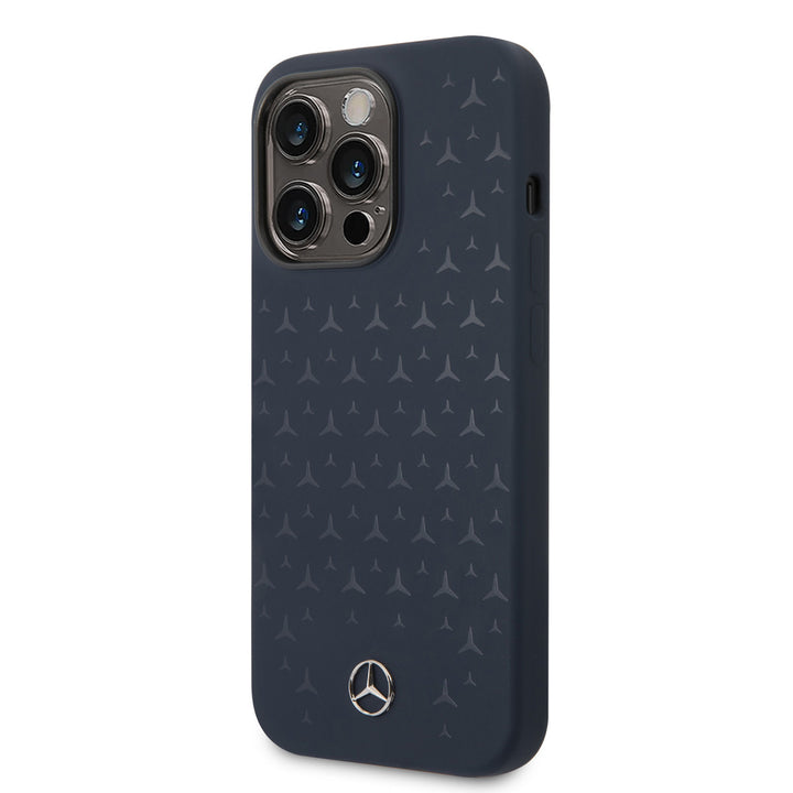 Mercedes-Benz iPhone 15 Pro Backcover hoesje - Magsafe - Liquid Silicone - Stars Pattern - Blauw-Hoesjes-Ilumina Benelux