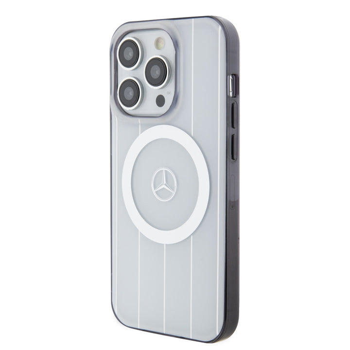 Mercedes-Benz iPhone 15 Pro Hardcase hoesje - Double Layer Magsafe Case - Crossed Lines - Wit-Hoesjes-Ilumina Benelux
