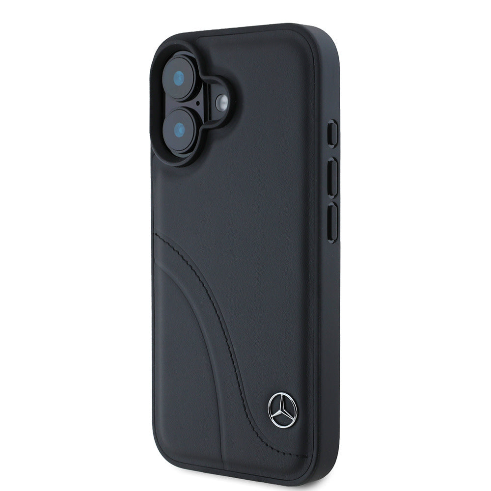 Mercedes-Benz iPhone 16 Backcover hoesje Curved stiches - Zwart-Hoesjes-Ilumina Benelux