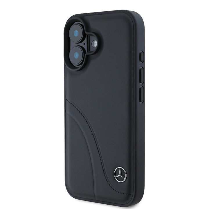 Mercedes-Benz iPhone 16 Backcover hoesje Curved stiches - Zwart-Hoesjes-Ilumina Benelux