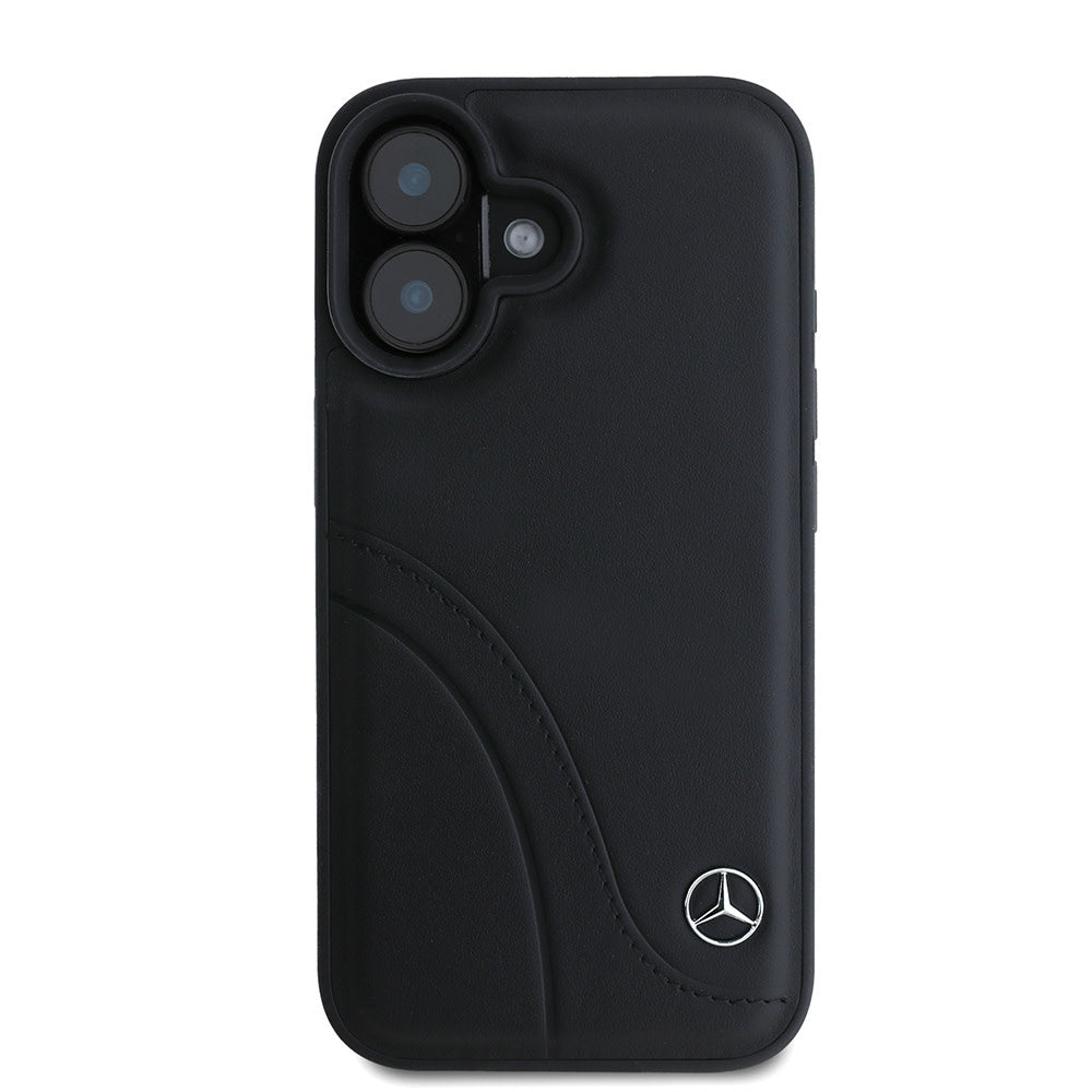 Mercedes-Benz iPhone 16 Backcover hoesje Curved stiches - Zwart-Hoesjes-Ilumina Benelux
