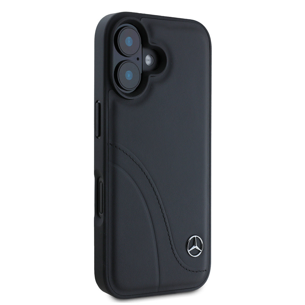 Mercedes-Benz iPhone 16 Backcover hoesje Curved stiches - Zwart-Hoesjes-Ilumina Benelux