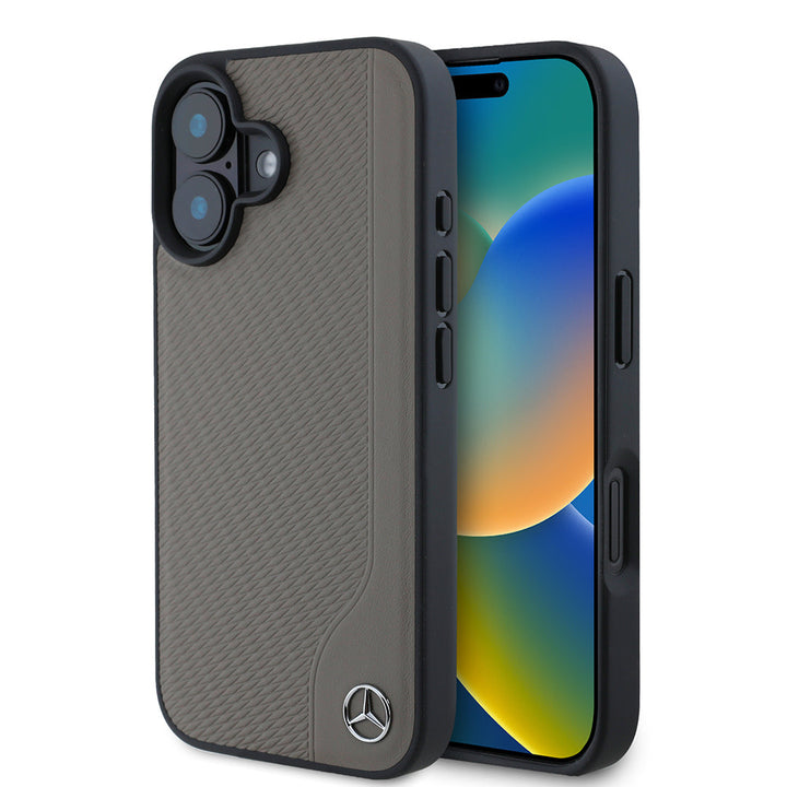 Mercedes-Benz iPhone 16 Backcover hoesje Magsafe - Real leather - Bruin-Hoesjes-Ilumina Benelux