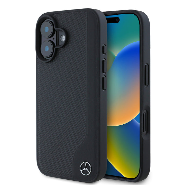 Mercedes-Benz iPhone 16 Backcover hoesje Magsafe - Real leather - Zwart-Hoesjes-Ilumina Benelux