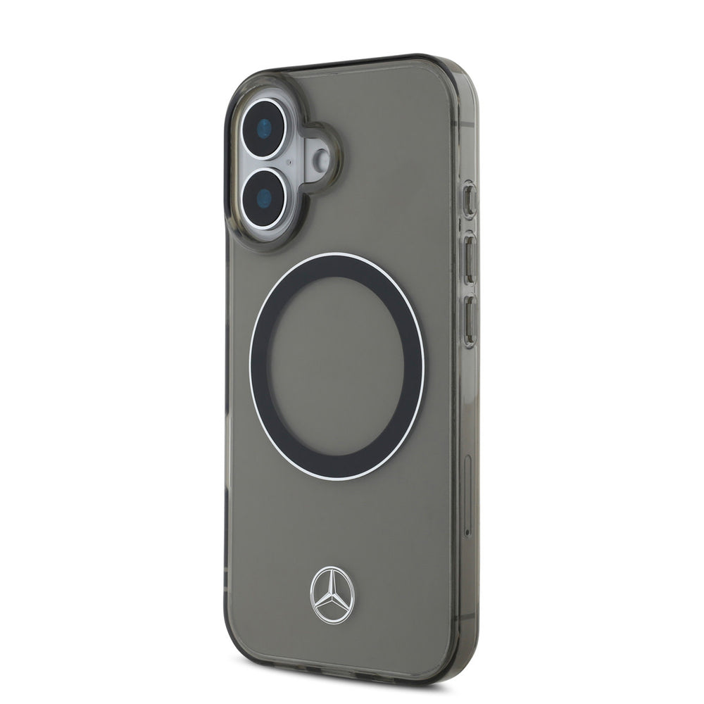 Mercedes-Benz iPhone 16 Backcover hoesje - Smokey Magsafe - Silver Ring - Transparant-Hoesjes-Ilumina Benelux