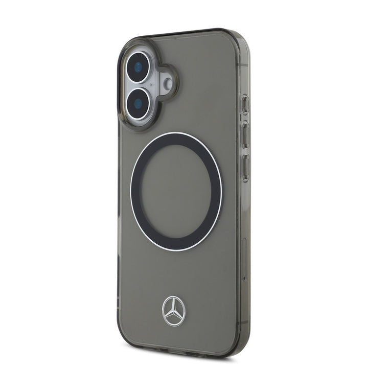 Mercedes-Benz iPhone 16 Backcover hoesje - Smokey Magsafe - Silver Ring - Transparant-Hoesjes-Ilumina Benelux