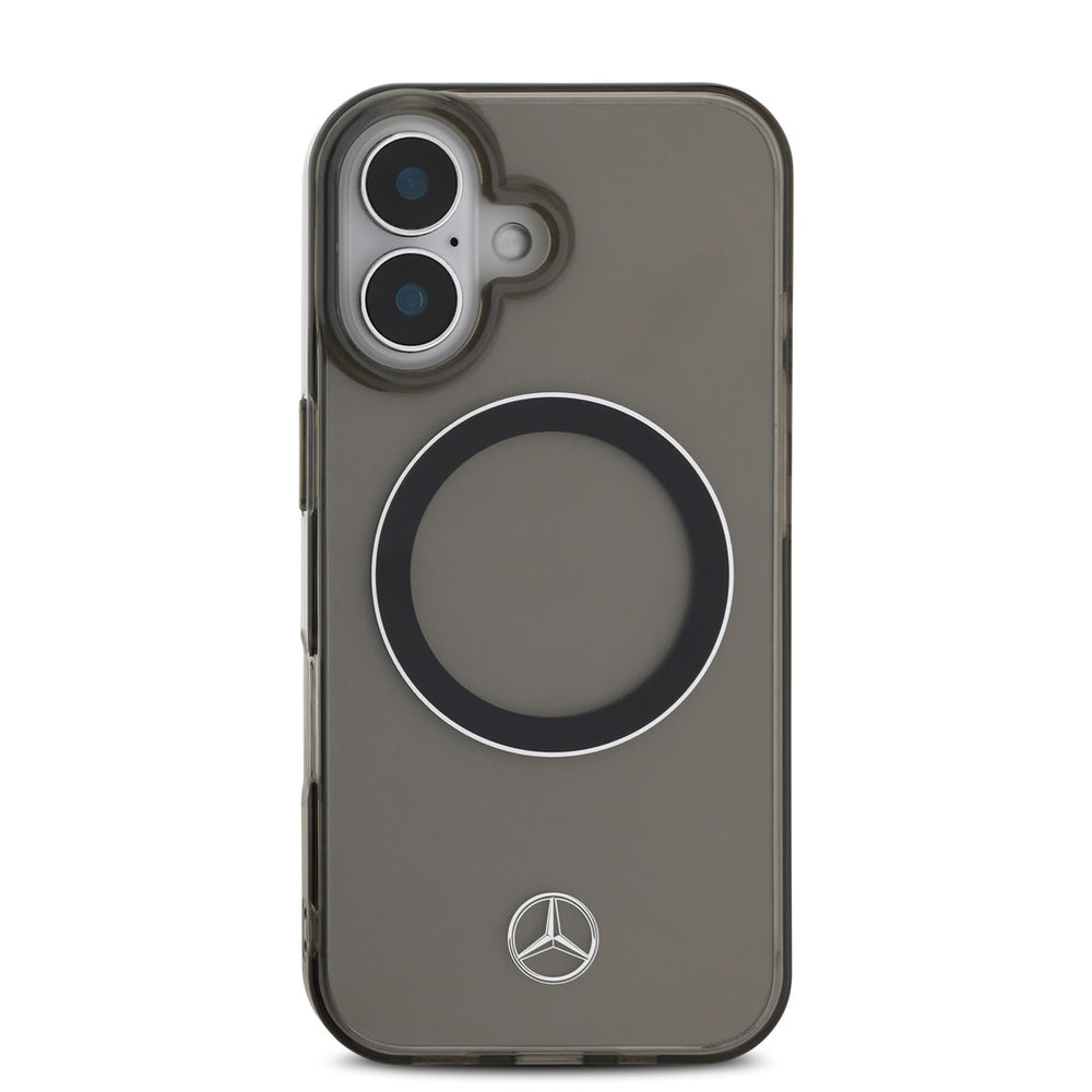 Mercedes-Benz iPhone 16 Backcover hoesje - Smokey Magsafe - Silver Ring - Transparant-Hoesjes-Ilumina Benelux
