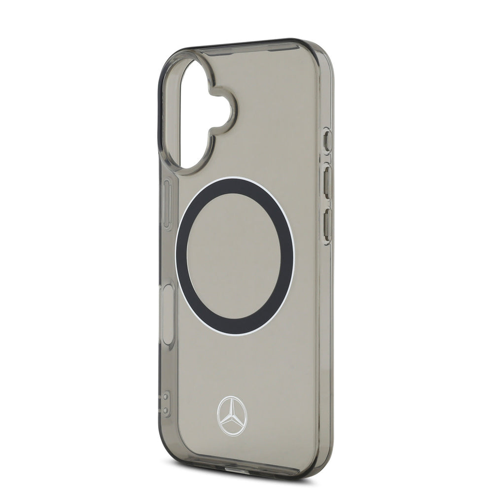Mercedes-Benz iPhone 16 Backcover hoesje - Smokey Magsafe - Silver Ring - Transparant-Hoesjes-Ilumina Benelux