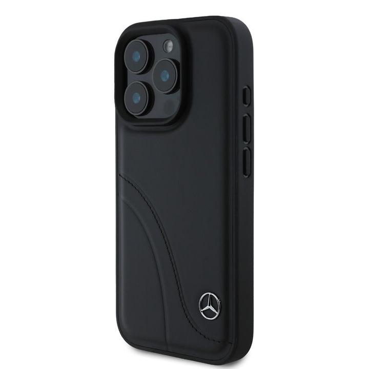Mercedes-Benz iPhone 16 Pro Backcover hoesje - Curved stiches - Zwart-Hoesjes-Ilumina Benelux