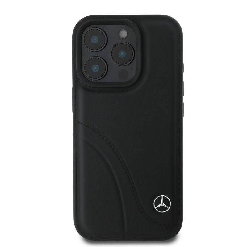 Mercedes-Benz iPhone 16 Pro Backcover hoesje - Curved stiches - Zwart-Hoesjes-Ilumina Benelux