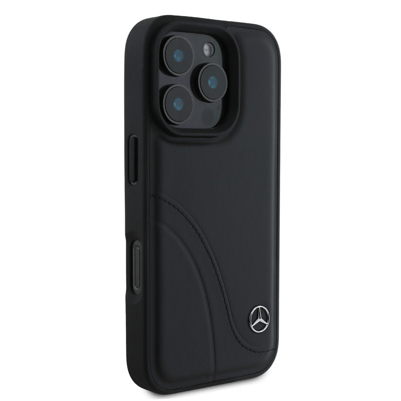 Mercedes-Benz iPhone 16 Pro Backcover hoesje - Curved stiches - Zwart-Hoesjes-Ilumina Benelux