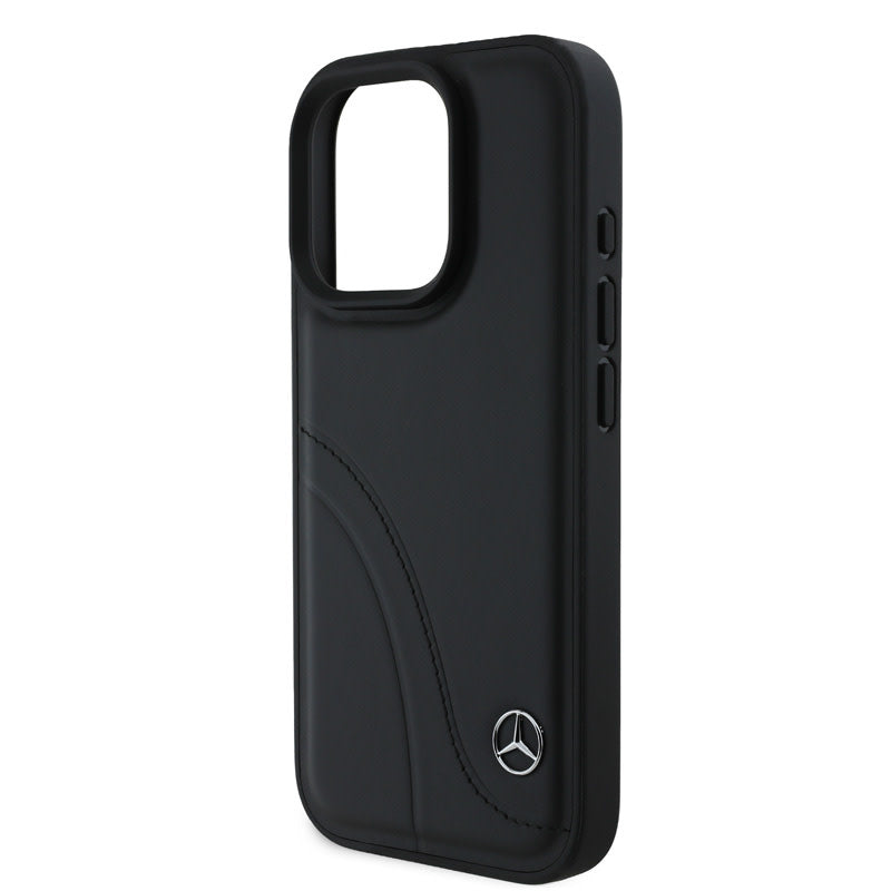 Mercedes-Benz iPhone 16 Pro Backcover hoesje - Curved stiches - Zwart-Hoesjes-Ilumina Benelux