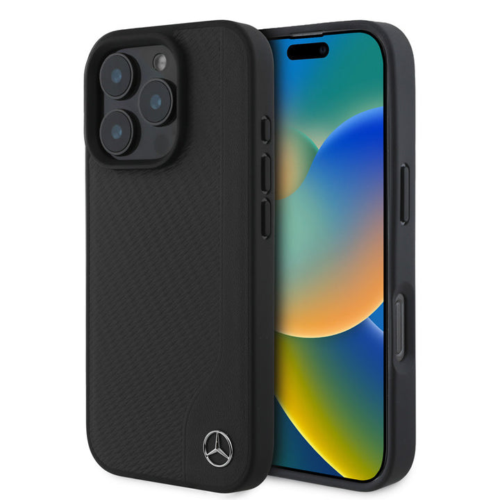 Mercedes-Benz iPhone 16 Pro Backcover hoesje Magsafe - Real leather - Zwart-Hoesjes-Ilumina Benelux