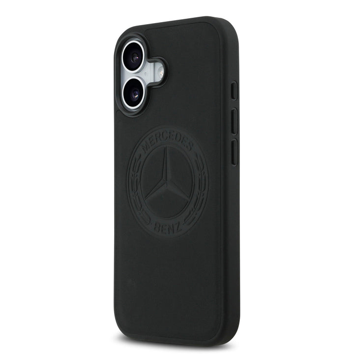 Mercedes-Benz iPhone 17 Backcover hoesje - Genuine Leather - Magsafe - Vintage Logo - Zwart-Hoesjes-Ilumina Benelux