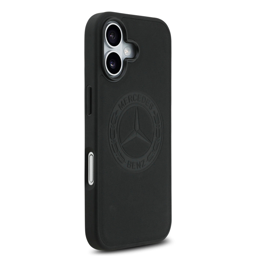 Mercedes-Benz iPhone 17 Backcover hoesje - Genuine Leather - Magsafe - Vintage Logo - Zwart-Hoesjes-Ilumina Benelux