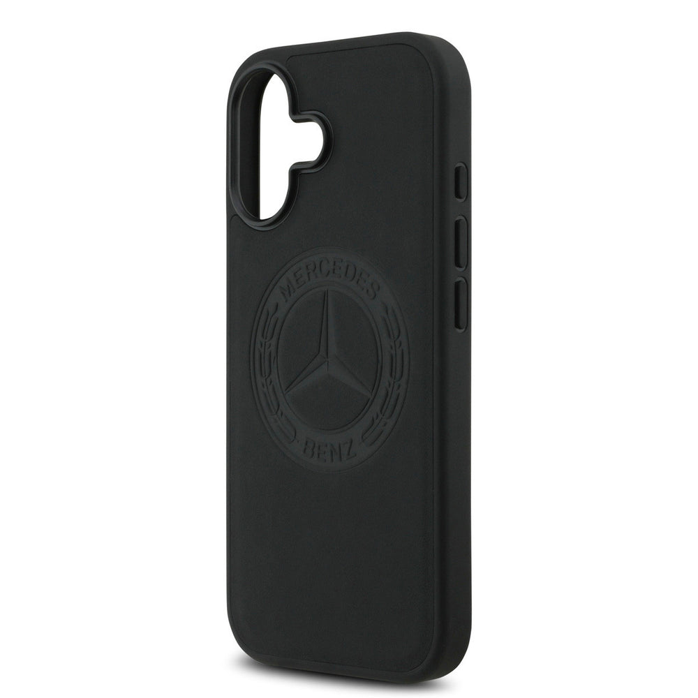 Mercedes-Benz iPhone 17 Backcover hoesje - Genuine Leather - Magsafe - Vintage Logo - Zwart-Hoesjes-Ilumina Benelux