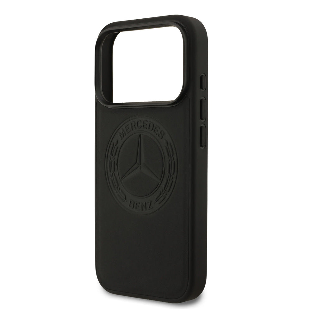 Mercedes-Benz iPhone 17 Pro Backcover hoesje - Genuine Leather - Magsafe - Vintage Logo - Zwart-Hoesjes-Ilumina Benelux