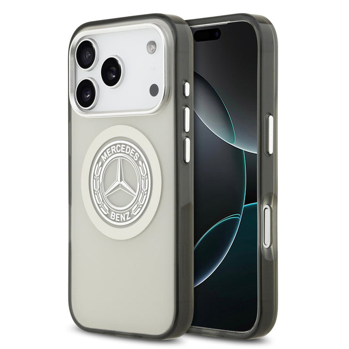 Mercedes-Benz iPhone 17 Pro Backcover hoesje - Magsafe - Double Layer - Vintage Logo - Grijs-Hoesjes-Ilumina Benelux