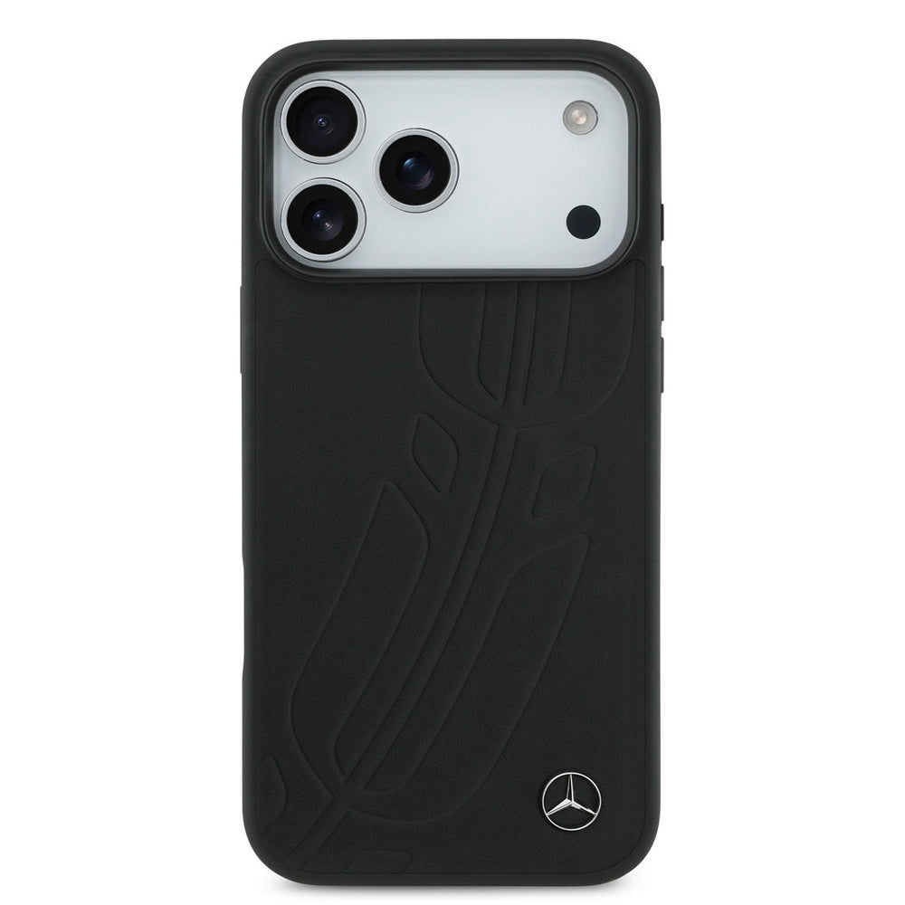 Mercedes-Benz iPhone 17 Pro Max Backcover hoesje - Genuine Leather - Magsafe - Large Laurel Leave - Zwart-Hoesjes-Ilumina Benelux
