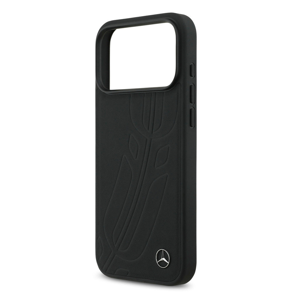 Mercedes-Benz iPhone 17 Pro Max Backcover hoesje - Genuine Leather - Magsafe - Large Laurel Leave - Zwart-Hoesjes-Ilumina Benelux