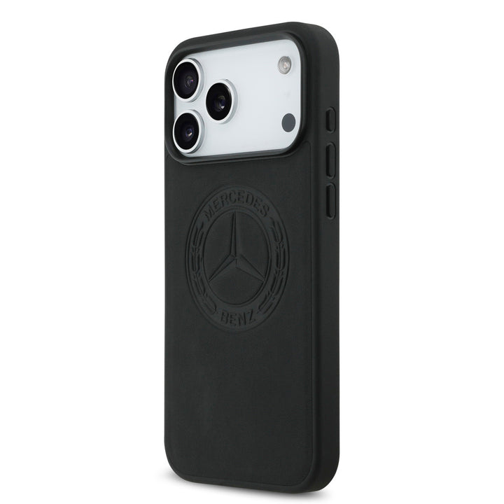 Mercedes-Benz iPhone 17 Pro Max Backcover hoesje - Genuine Leather - Magsafe - Vintage Logo - Zwart-Hoesjes-Ilumina Benelux