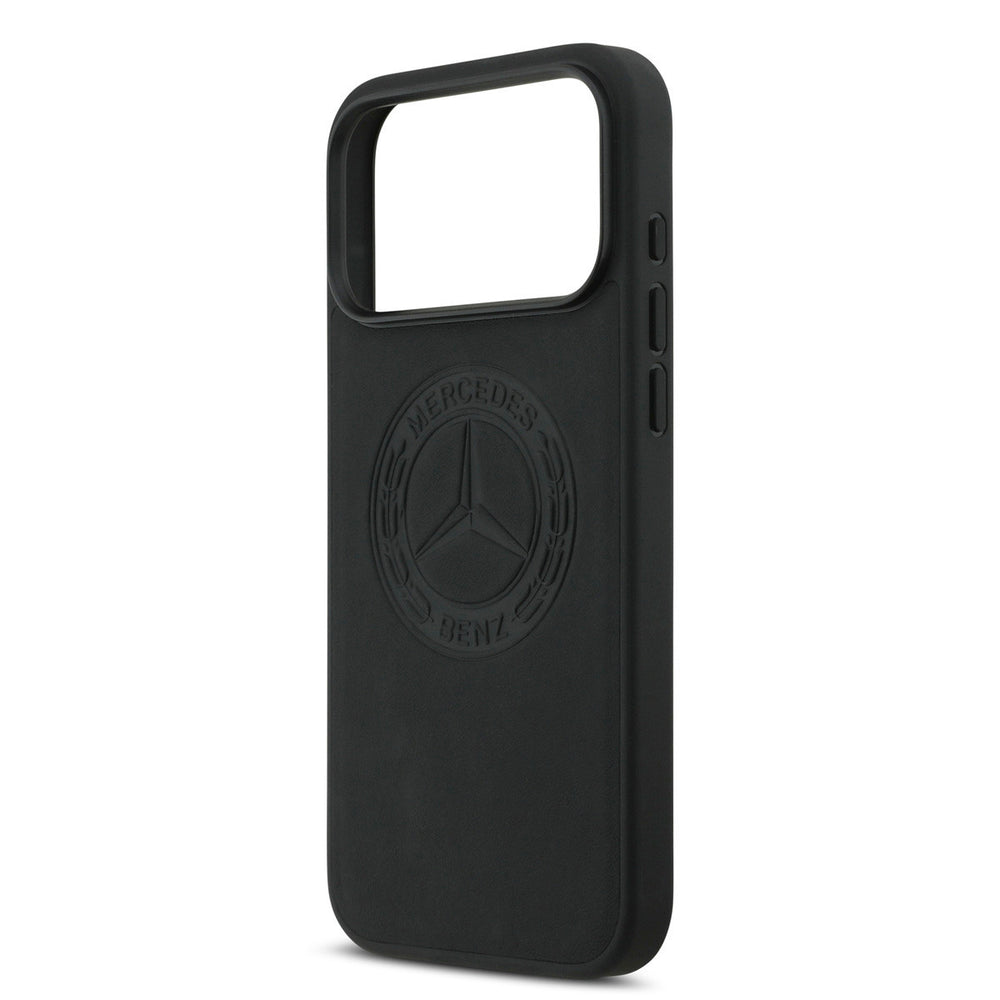 Mercedes-Benz iPhone 17 Pro Max Backcover hoesje - Genuine Leather - Magsafe - Vintage Logo - Zwart-Hoesjes-Ilumina Benelux